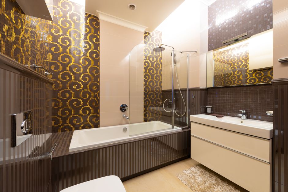 Luxury bathroom tile design and custom accents